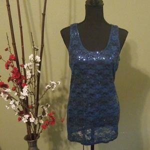 ❤Lacey turquoise, sequined racerback tunic